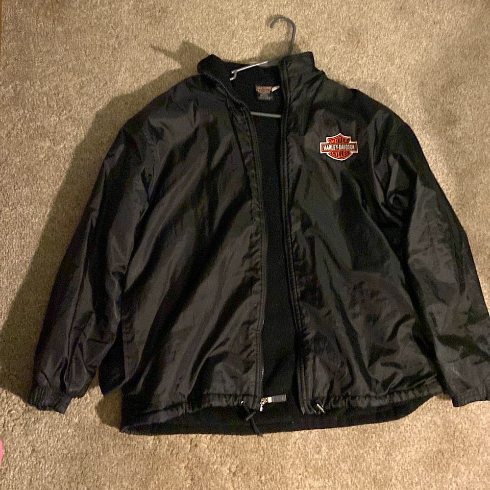 Black Harley Davidson jacket Large 100% polyester
